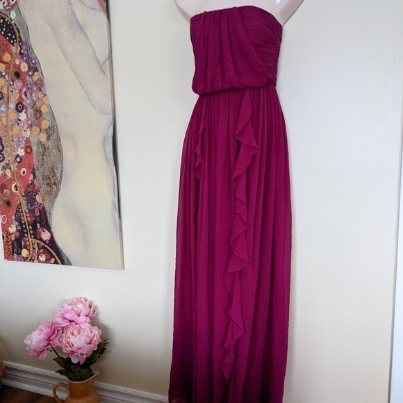 𝅺anthropologie fleur wood silk ruffled maxi dress - Picture 3 of 14